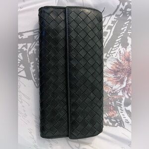 Bottega Veneta Dark Woven Leather Clutch